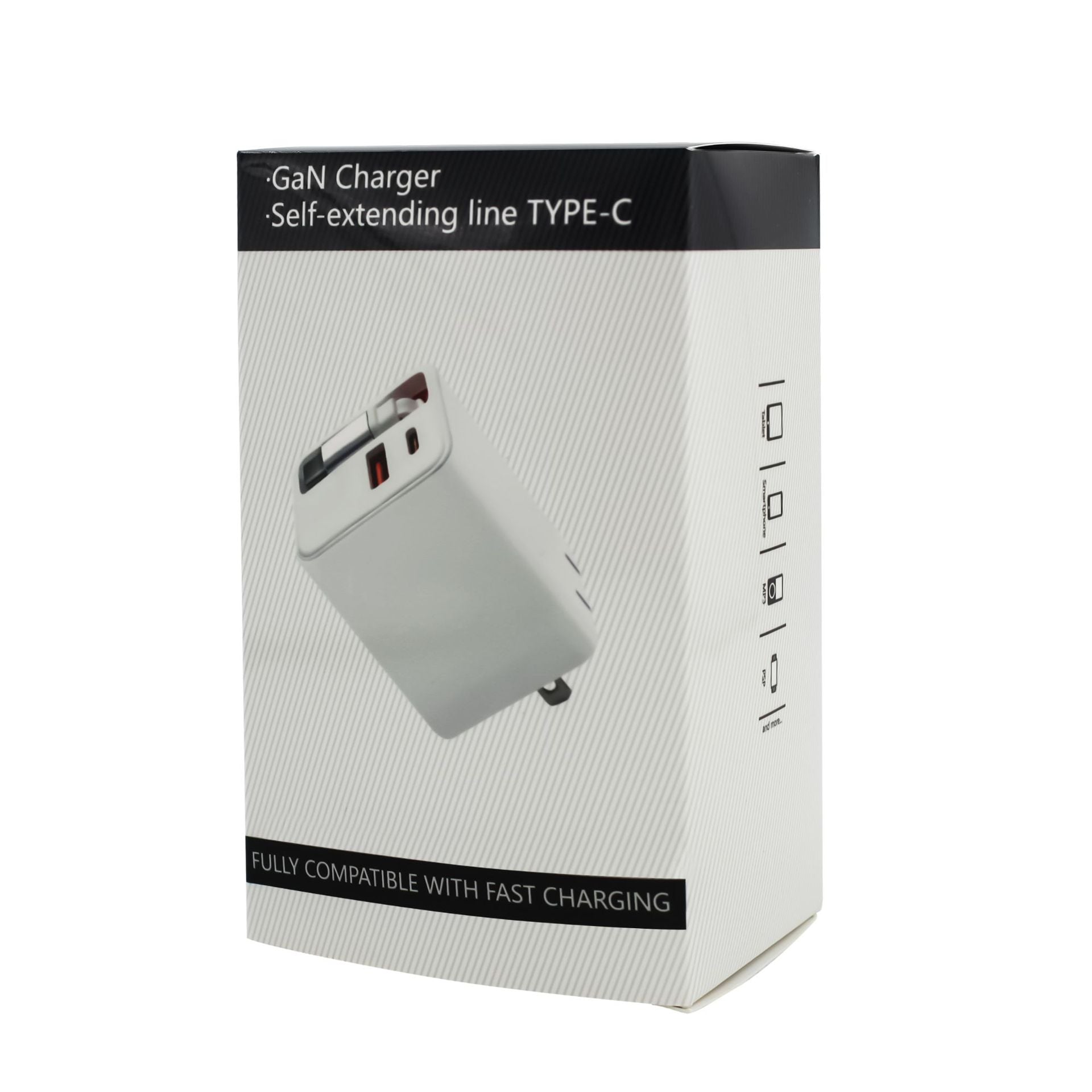 80W GaN Retractable Cable Fast Charger with PD